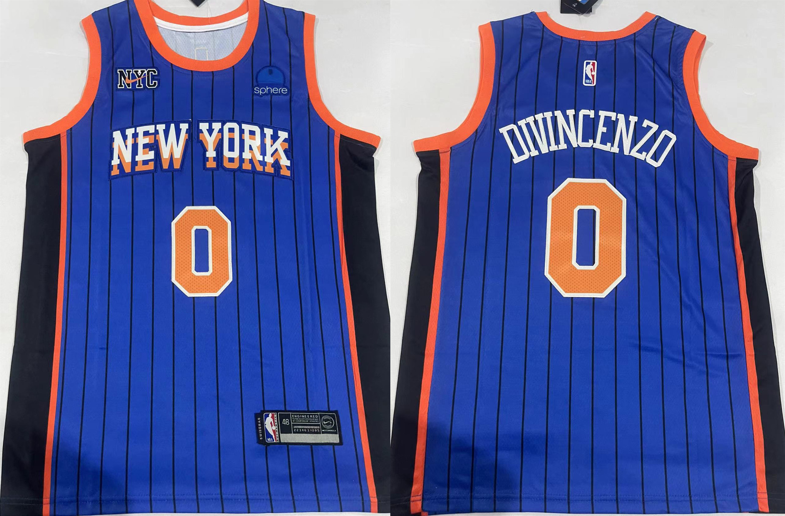 Men's New Yok Knicks #0 Donte DiVincenzo Blue City Edition Stitched Basketball Jersey